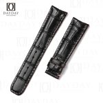 Personalized black best American alligator leather Baume and Mercier watch strap replacement