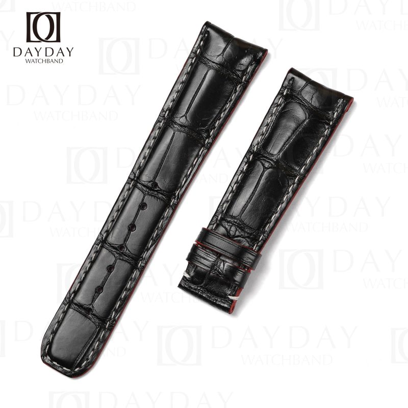 Personalized black best American alligator leather Baume and Mercier watch strap replacement