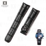 Personalized black best American alligator leather Baume and Mercier watch strap replacement (2)