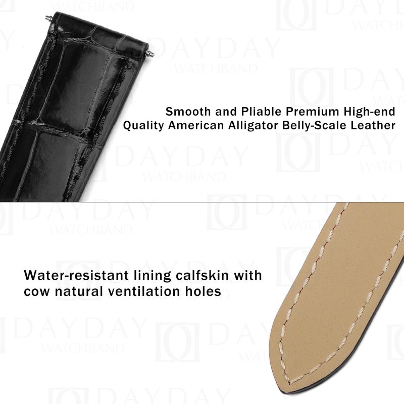 Personalized black best crocodile leather watch bands replacement fit for Cartier Tortue Monopoussoir aftermarket