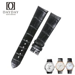 Personalized black genuine alligator leather Girard Perregaux watch strap Curved end strap for GP 1966 watches