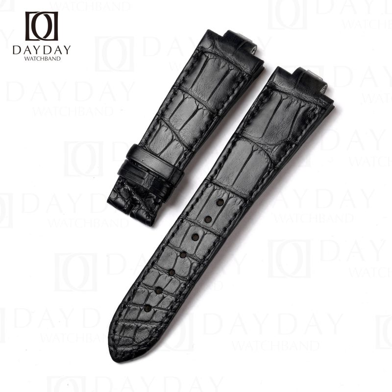 Personalized black top quality crocodile leather Ulysse Nardin Marine watch strap and belt 23mm aftermarket (2)