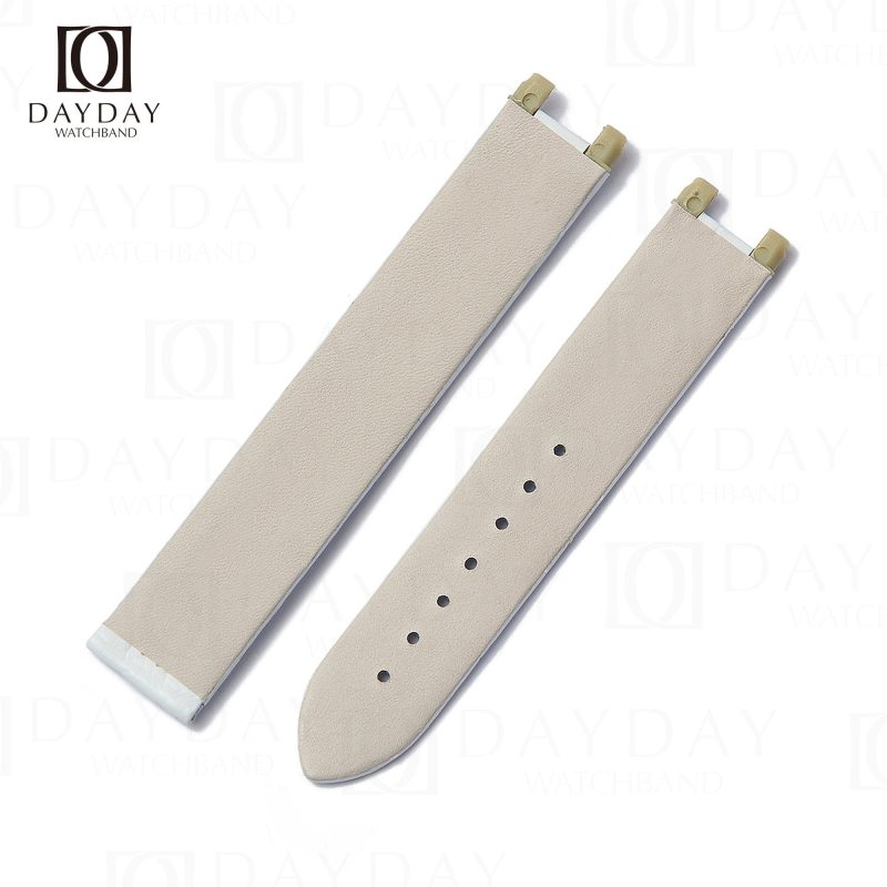 Personalized croco leather white Omega Deville ladies watch strap replacement16mm for sale