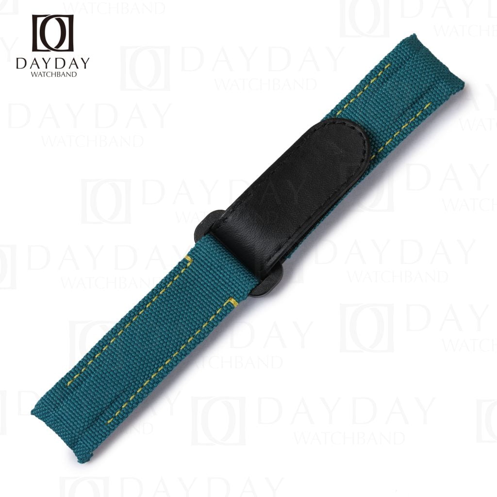 Personalized green nylon Curved end watch band replacement fit for Rolex DIW Daytona aftermarket (2)