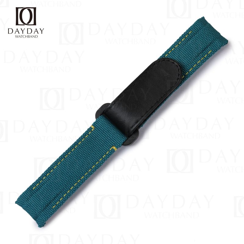 Personalized green nylon Curved end watch band replacement fit for Rolex DIW Daytona aftermarket (2)