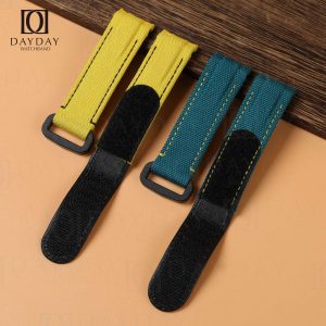 Personalized green yellow nylon Curved end watch band replacement fit for Rolex DIW Daytona aftermarket