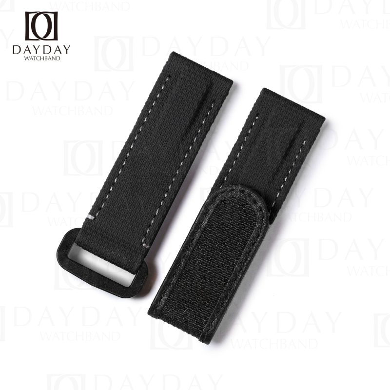 Personalized handcrafted black nylon pattern rubber flat end watch bands replacement fit for Rolex Omega IWC aftermarket