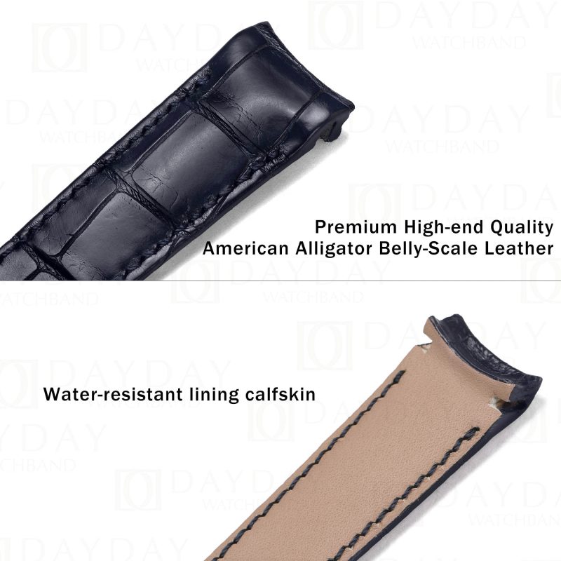 Personalized handmade genuine crocodile leather Ulysse Nardin GMT Perpetual Calendar watch bracelet and strap replacement for sale (2)