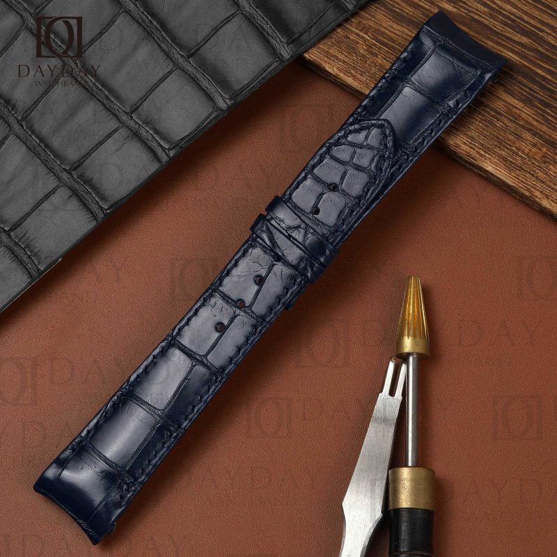 Personalized handmade genuine crocodile leather Ulysse Nardin GMT Perpetual Calendar watch bracelet and strap replacement for sale