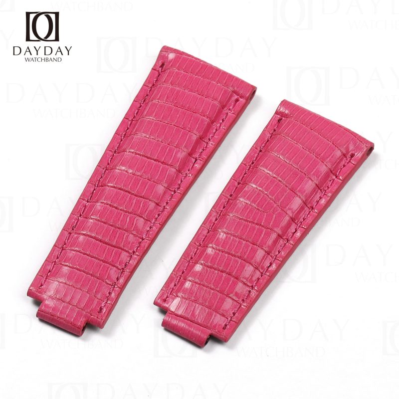 Personalized pink elegant lizard leather watch straps replacement for sale price for Rolex Daytona 20mm men womens watch