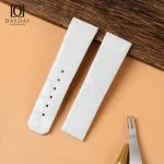 Personalized single deployment clasp besopke high quality white croco leather Omega Constellation Ladies leather strap replacement (2)