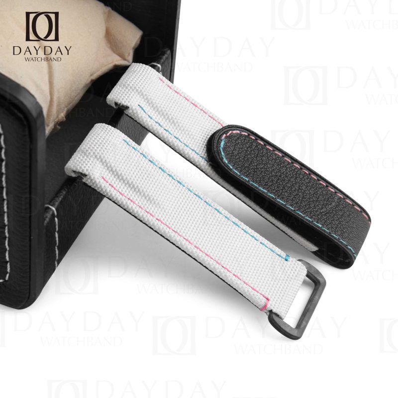 Personalized white nylon Curved end watch band replacement fit for Rolex DIW Daytona aftermarket