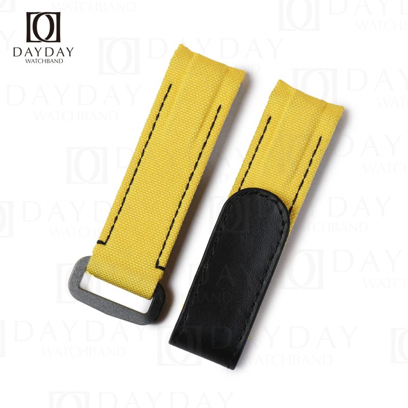 Personalized yellow nylon Curved end watch band replacement fit for Rolex DIW Daytona aftermarket