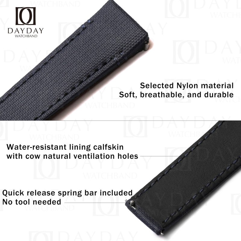 Quickswitch black custom replacement leather watch strap for Cartier Santos luxury watch (2)