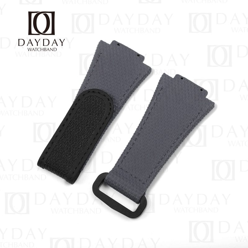 Replacement Dark Grey handmade velcro rubber with canvas pattern Hublot Big Bang watch band for sale strap