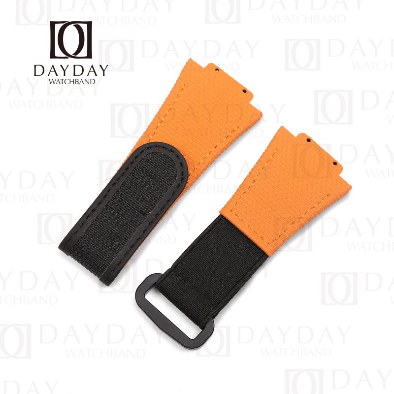 Replacement Orange handmade velcro rubber with canvas pattern Hublot Big Bang watch band for sale straps