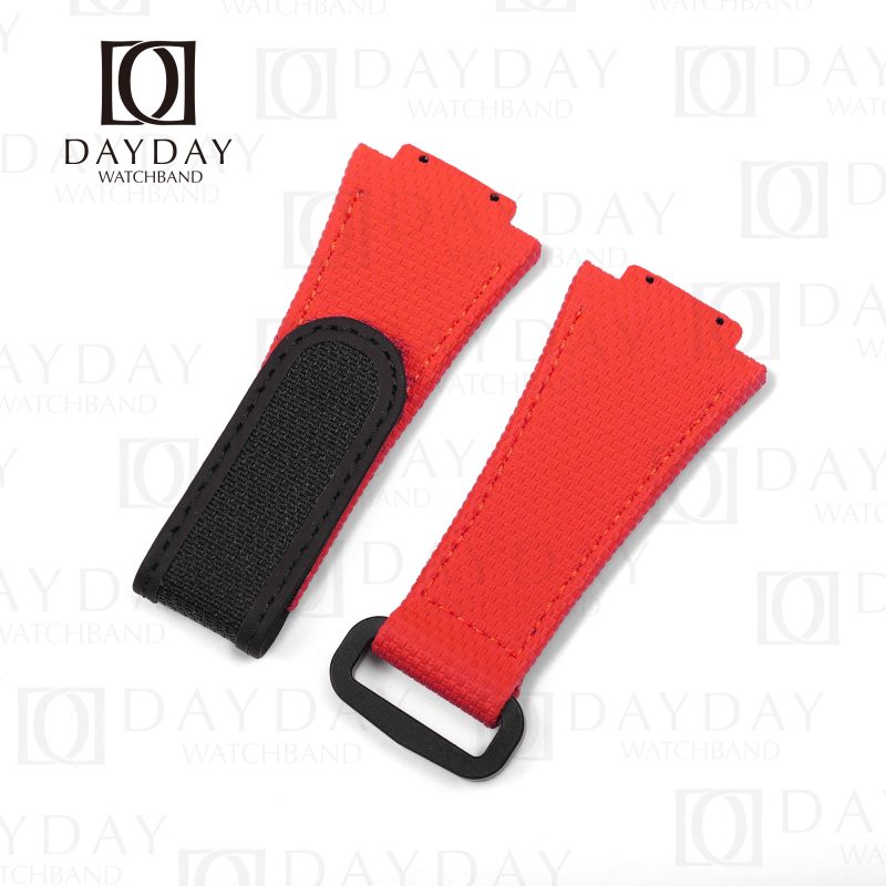 Replacement Red handmade velcro rubber with canvas pattern Hublot Big Bang watch band for sale strap