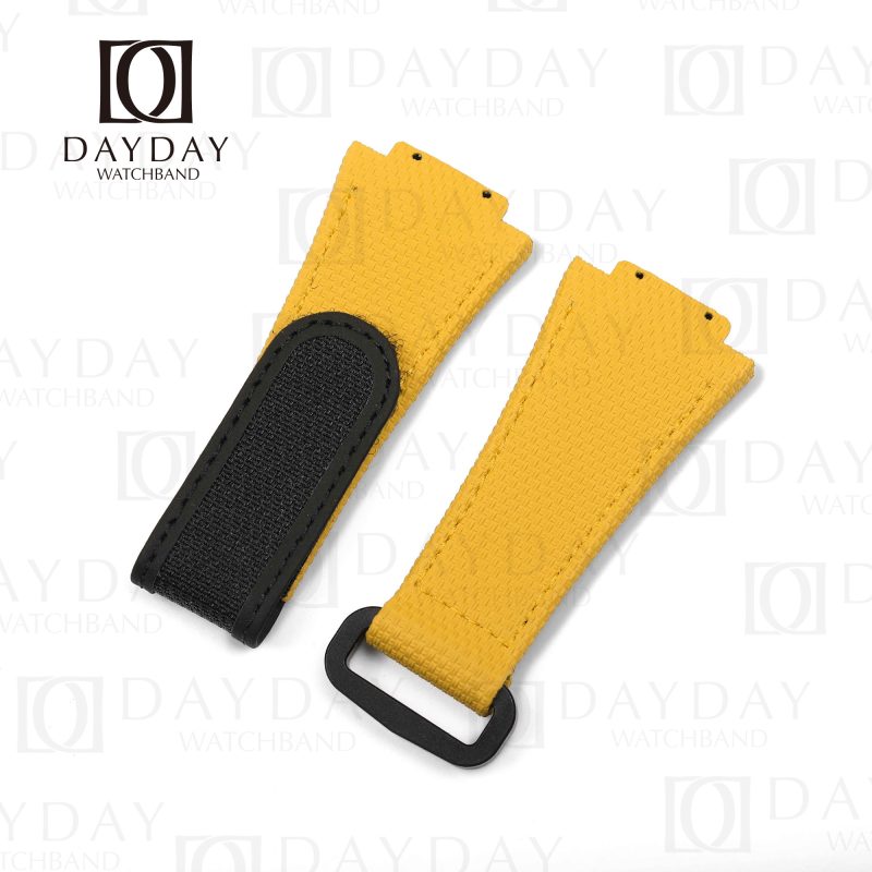 Replacement Yellow handmade velcro rubber with canvas pattern Hublot Big Bang watch band for sale strap