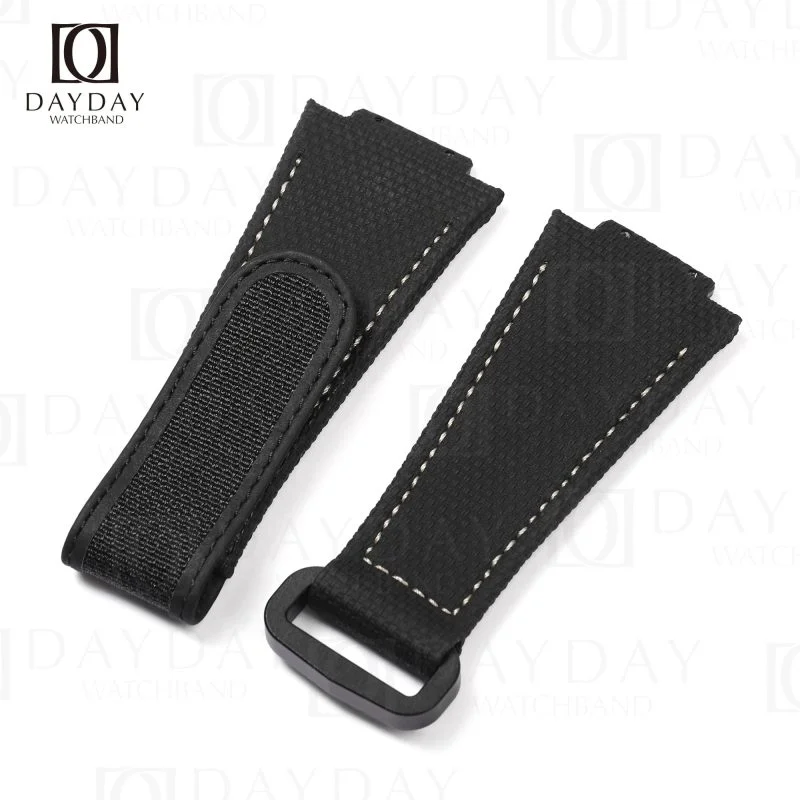 Replacement black handmade velcro rubber with canvas pattern Hublot Big Bang watch band for sale