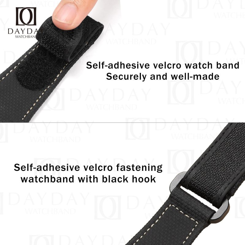 Shop black velcro rubber with canvas pattern Hublot Big Bang wristband aftermarket (2)