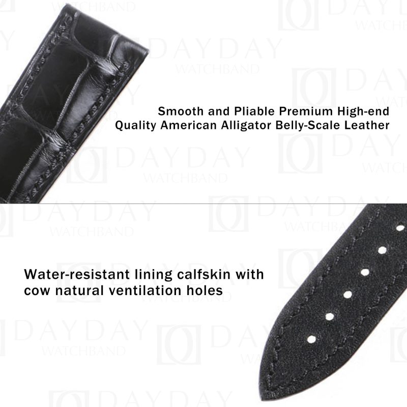 Shop online custom alligator leather Blancpain Platinum, Leman strap replacement for sale