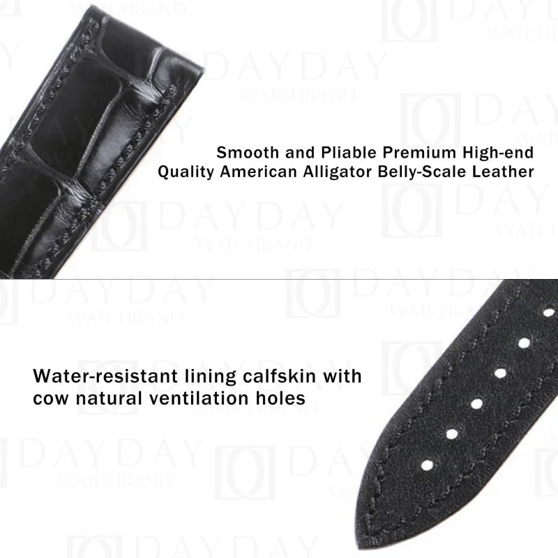 Shop online custom alligator leather Blancpain Platinum, Leman strap replacement for sale