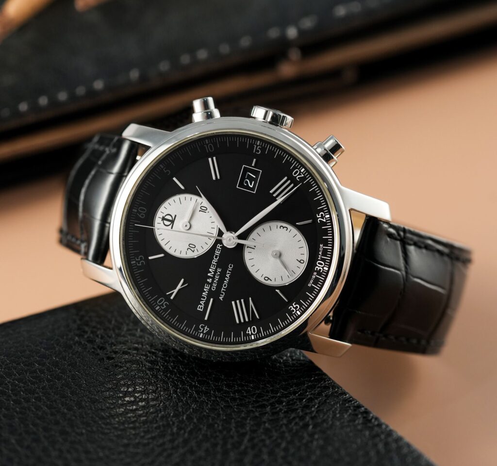baume-mercier-classima-with black alligator leather strap
