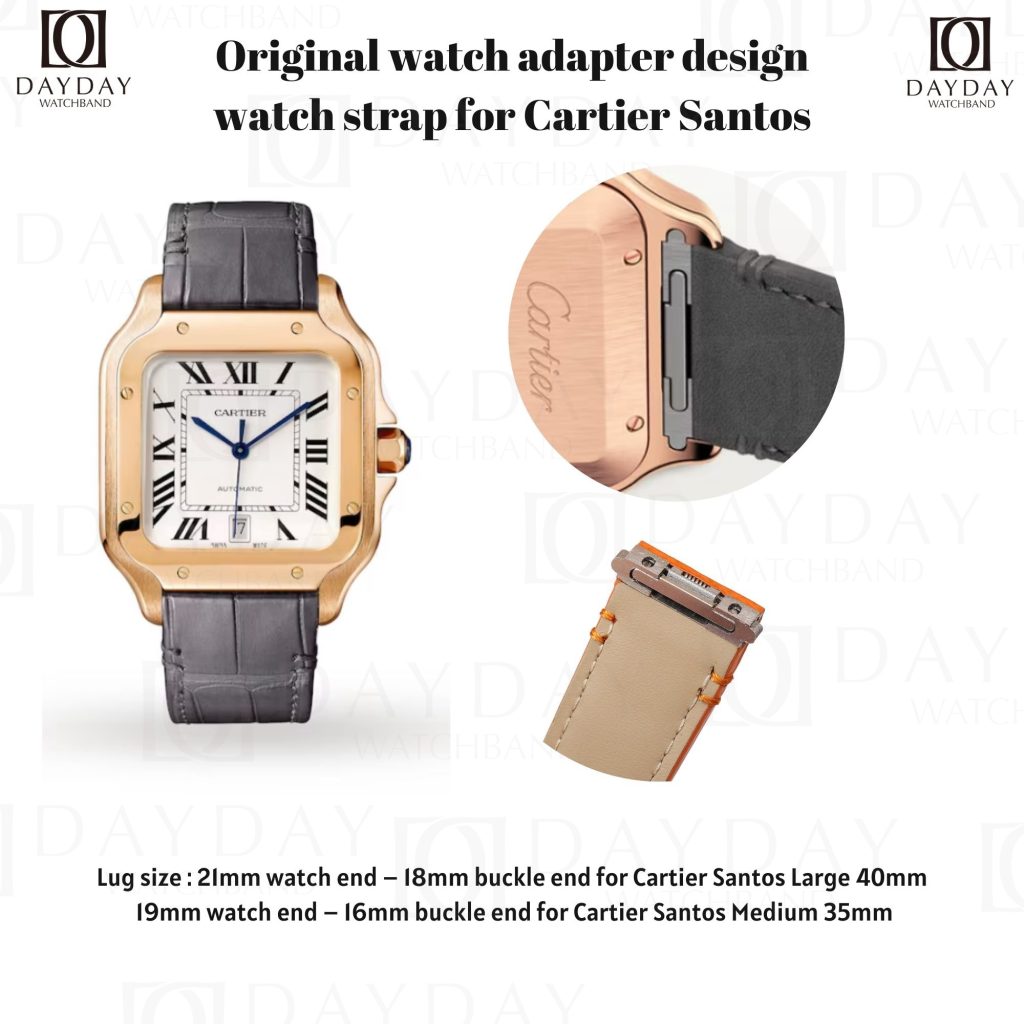 daydaywatchband custom handmade quickswitch system watch straps for santos de cartier Original watch adapter design watch strap for Cartier Santos