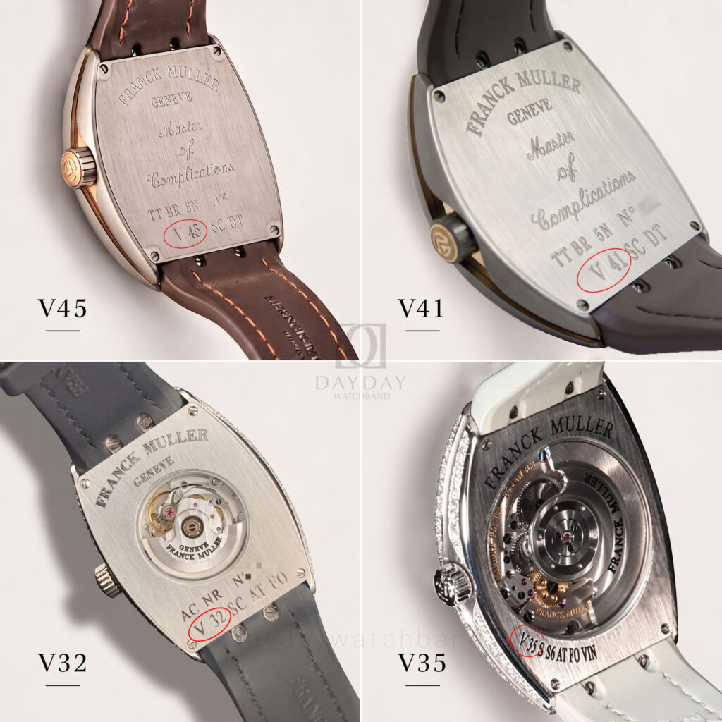 watch case of franck muller v45, franck muller yachting v41, franck muller vanguard v32 and franck muller v35