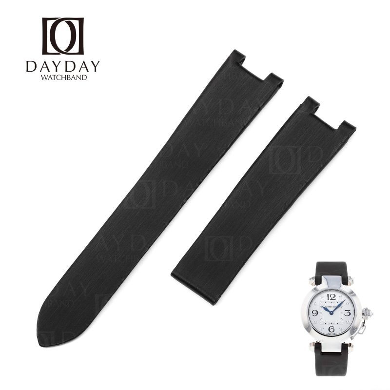 Buy handmade black Satin leather watch strap replacement for Cartier Pasha all size for sale