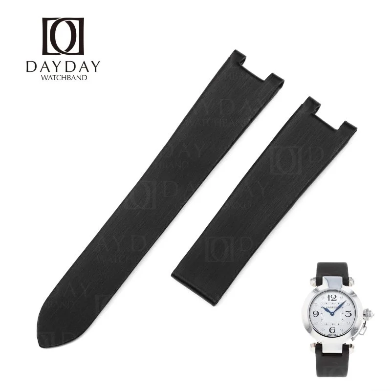 Buy handmade black Satin leather watch strap replacement for Cartier Pasha all size for sale