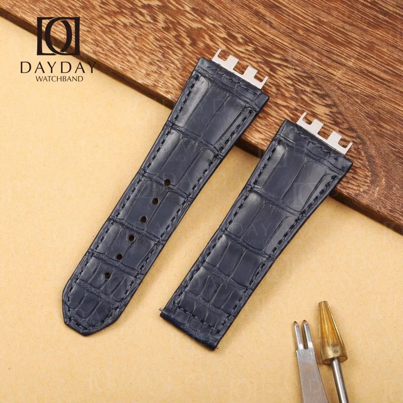 Buy personalized bespoke blue real crocdile leather watch band strap replacement for hublot big bang meca 10 (2)