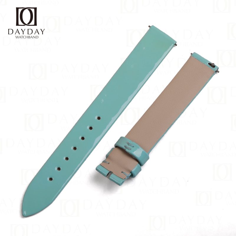 Buy tiffany blue custom handmade patent leather watch straps replacement 14mm for Piaget Possession