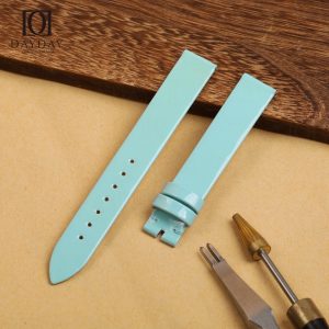 Buy tiffany blue personalized bespoke patent leather watch band replacement 14mm for Piaget Possession