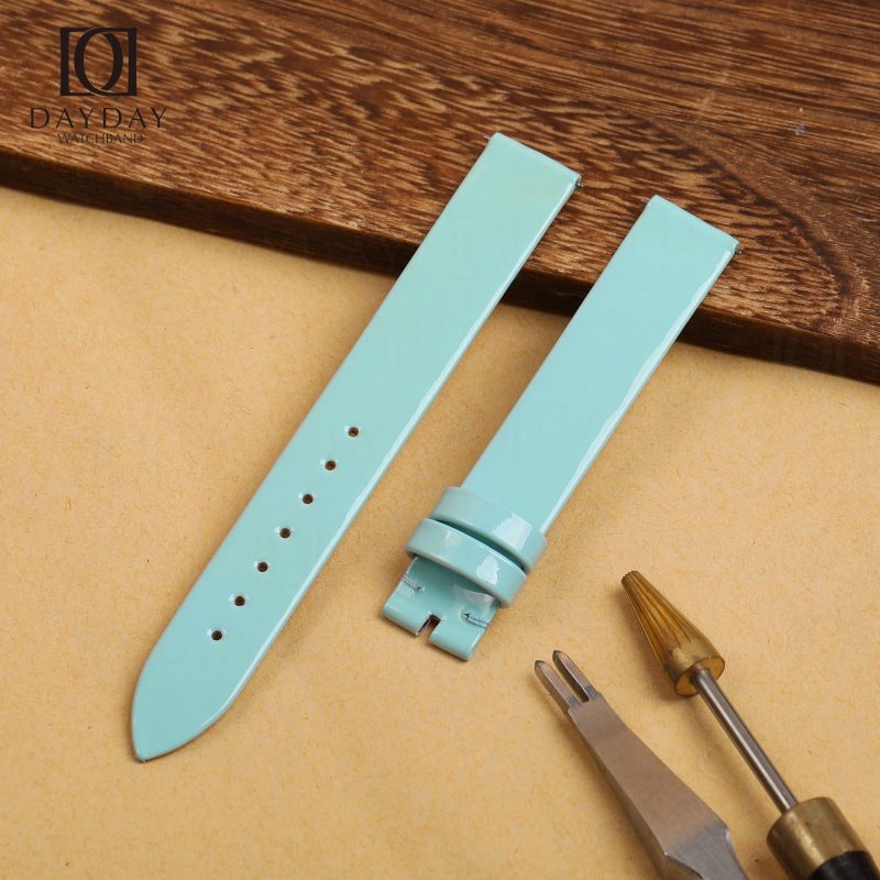 Buy tiffany blue personalized bespoke patent leather watch band replacement 14mm for Piaget Possession
