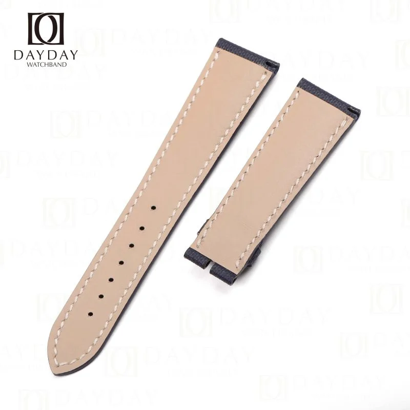 Custom handmade dark blue canvas leather watch band strap replacement for Patek Philippe Complications World Time 5230P (2)