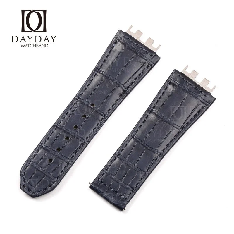 Custom handmade genuine blue alligator leather watch strap for hublot big bang meca 10 (2)