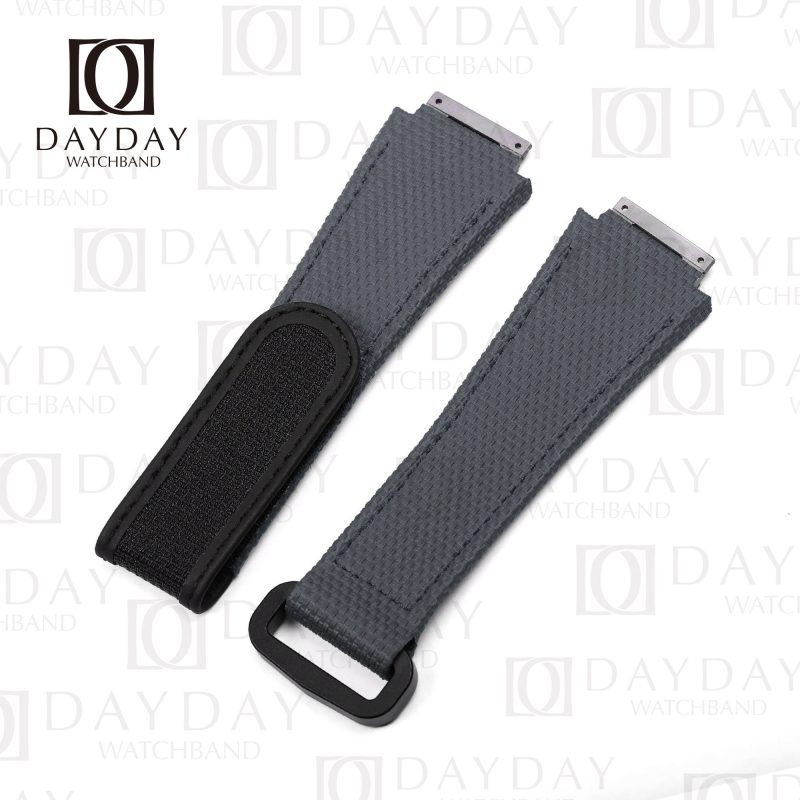 Custom handmade waterproof Dark Grey rubber velcro watch band for Richard Mille 035 030 055 011 016 059 067 067-02 027 07 for sale