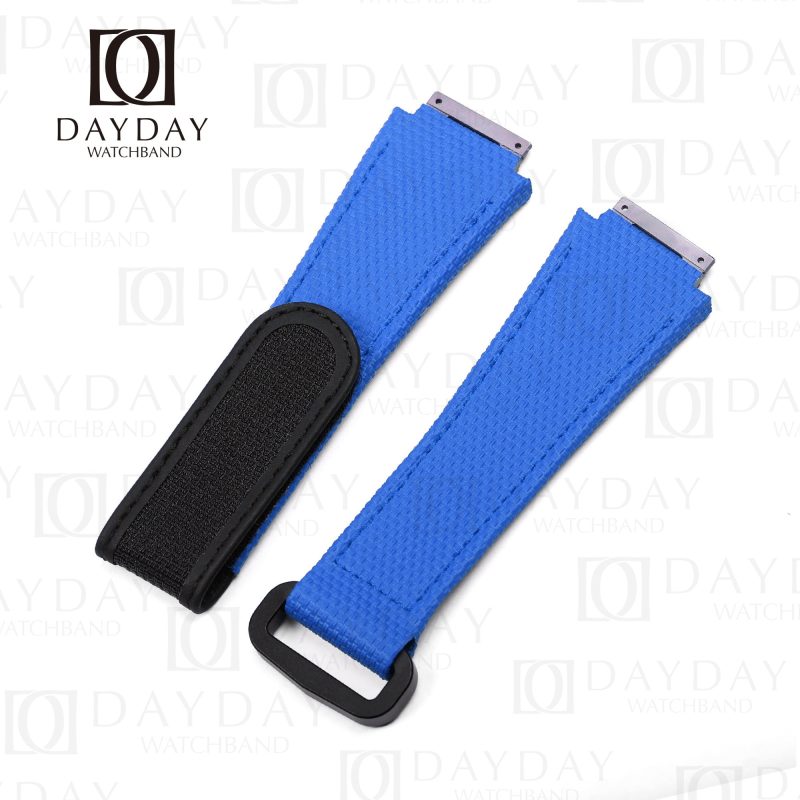 Custom handmade waterproof blue rubber velcro watch band for Richard Mille 035 030 055 011 016 059 067 067-02 027 07 for sale