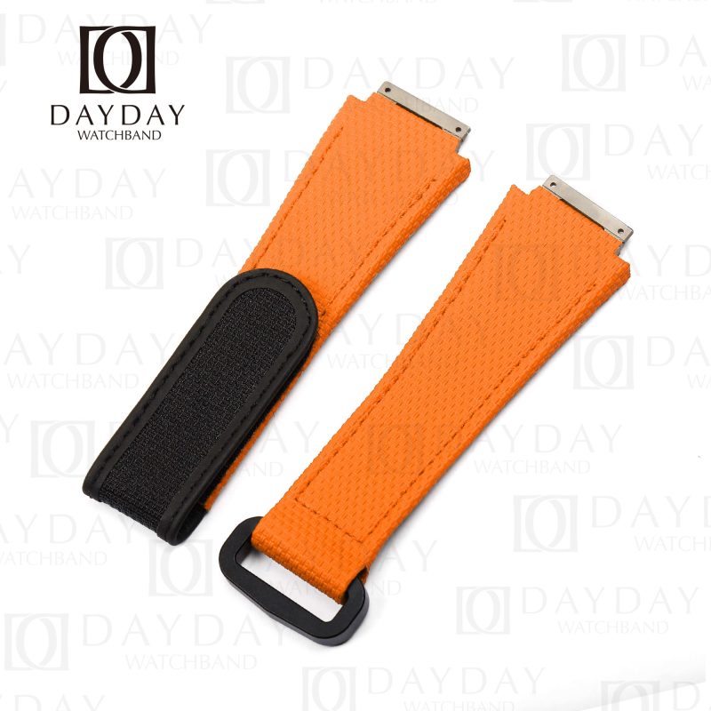 Custom handmade waterproof orange rubber velcro watch band for Richard Mille 035 030 055 011 016 059 067 067-02 027 07 for sale