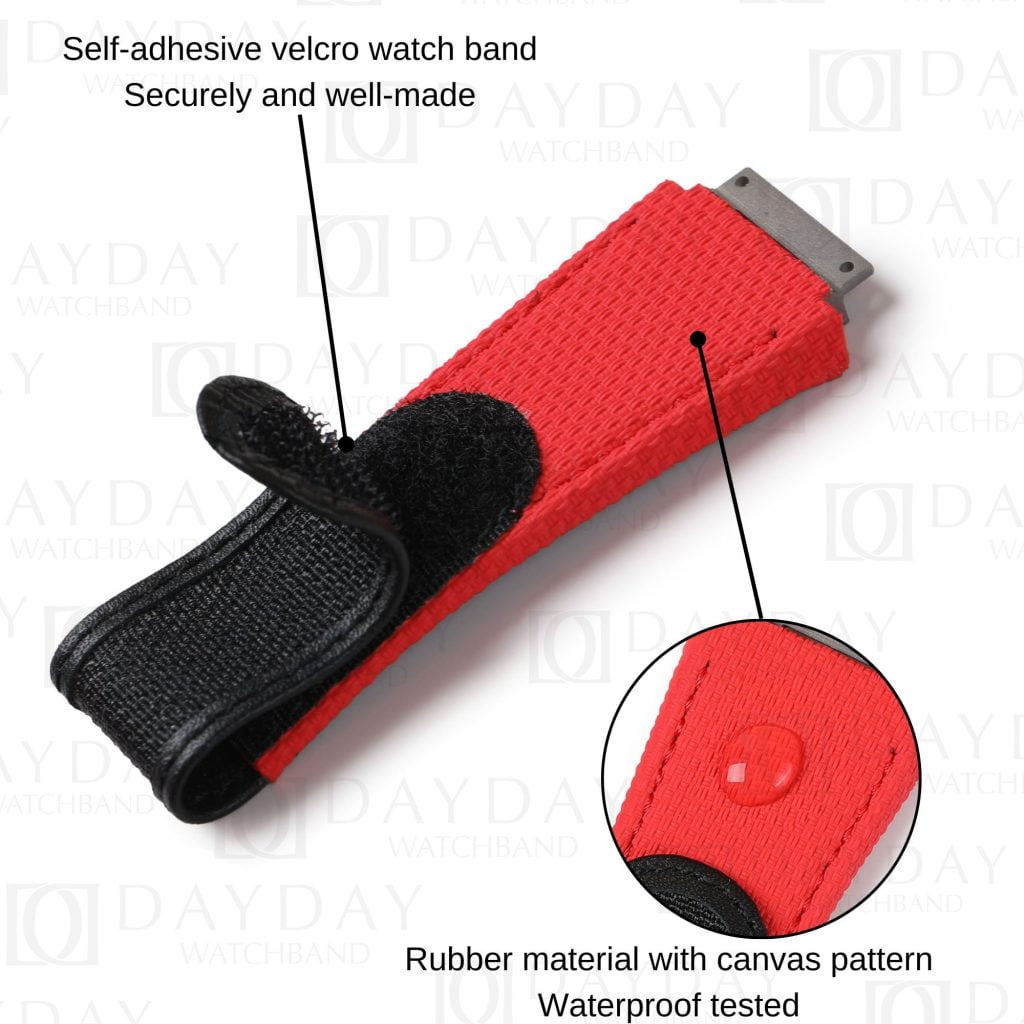 Custom handmade waterproof red rubber velcro watch band for Richard Mille 035 030 055 011 016 059 067 067-02 027 07 (2)