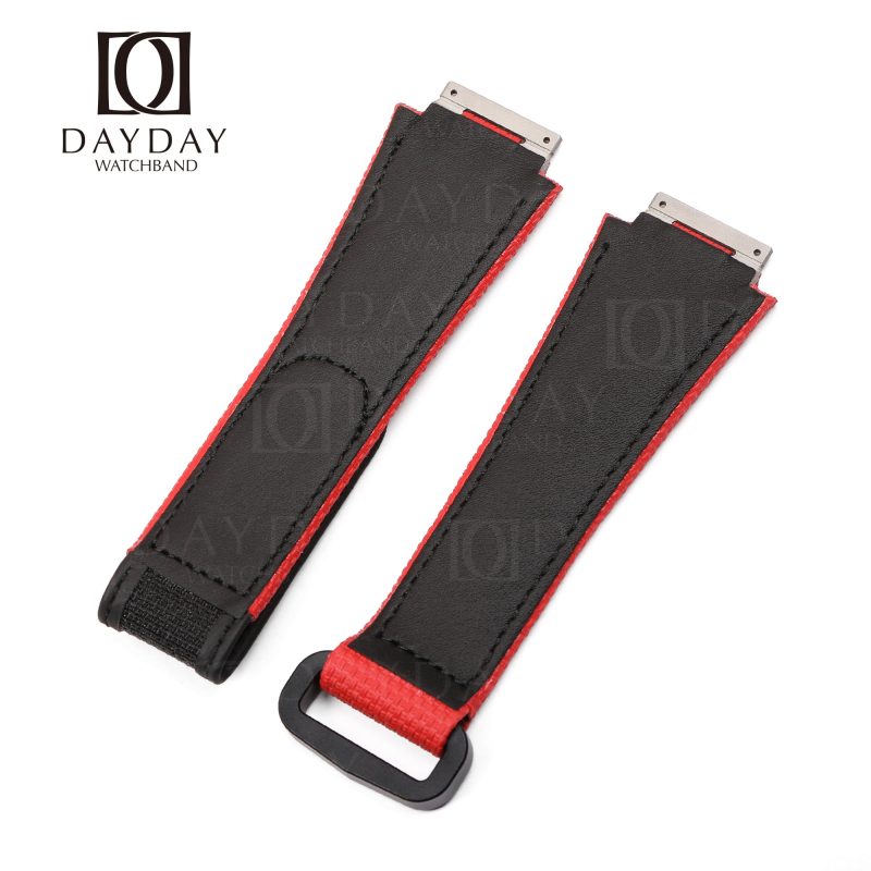 Custom handmade waterproof red rubber velcro watch band for Richard Mille 035 030 055 011 016 059 067 067-02 027 07 (5)
