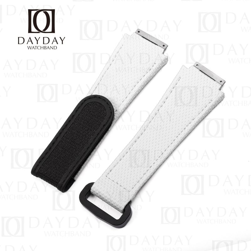 Custom handmade waterproof white rubber velcro watch band for Richard Mille 035 030 055 011 016 059 067 067-02 027 07 for sale