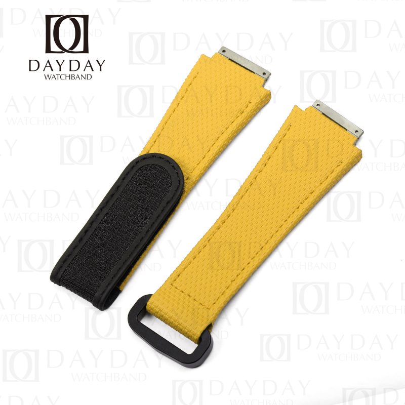 Custom handmade waterproof yellow rubber velcro watch band for Richard Mille 035 030 055 011 016 059 067 067-02 027 07 for sale