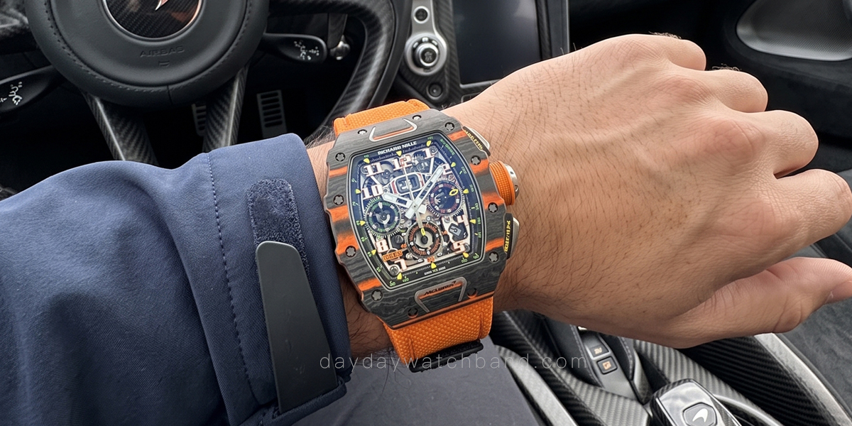 Custom Rubber Strap for Richard Mille with Hook-and-Loop Closure (Multiple Colors) 8 Custom rubber strap with hook and loop for men's richard mille watch