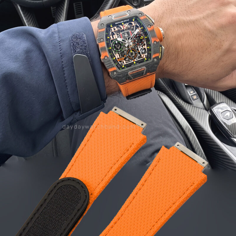 Custom-velcro-orange-strap-for-Richard-Mille-RM-11-03