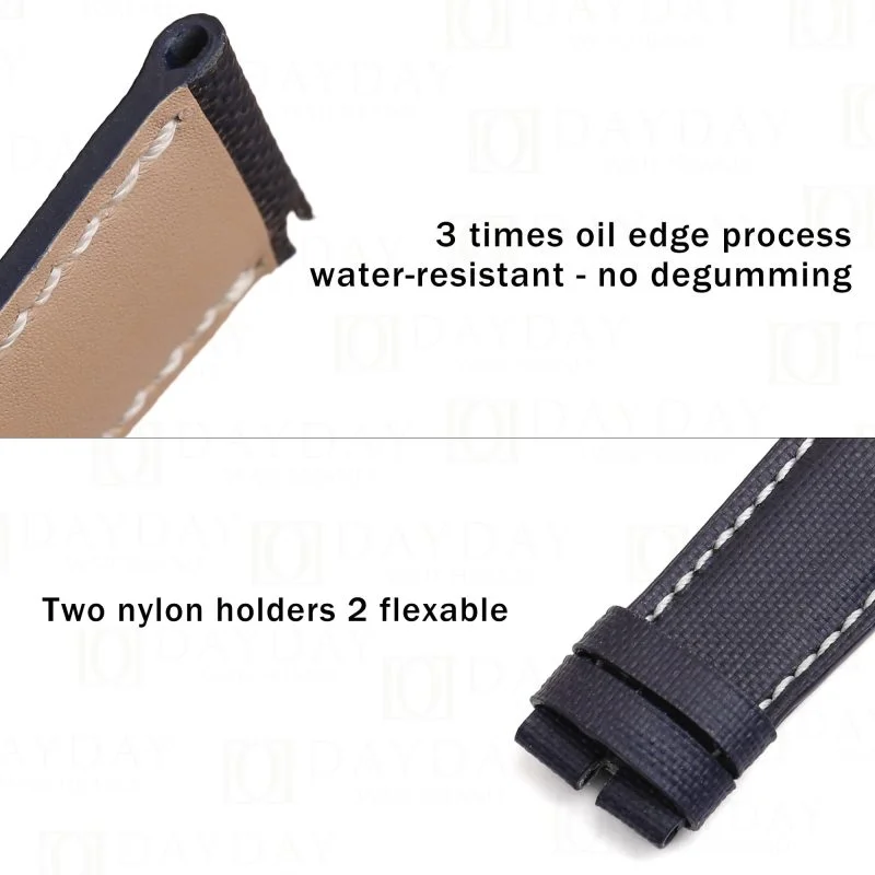 Personalized bespoke dark blue nylon fabric watch strap band replacement for Patek Philippe Complications World Time 5230P