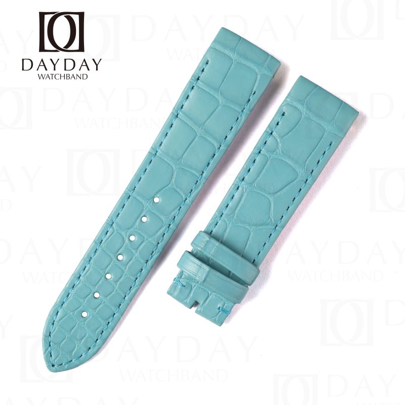 Buy Personalized bespoke Sky blue alligator leather watch band replacement for jaeger lecoultre reverso casa fagliano men's watch