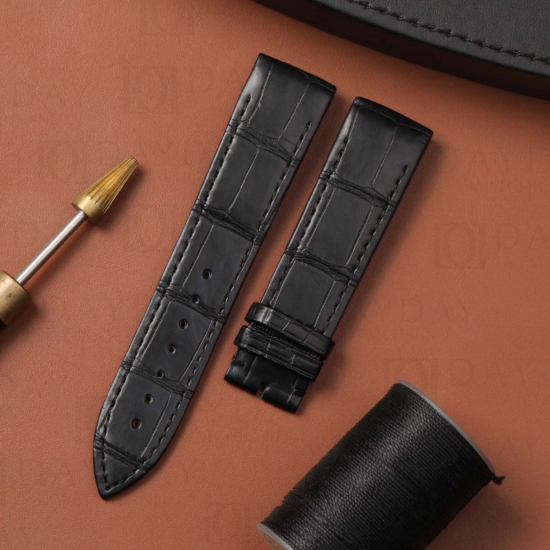 Buy Personalized bespoke black alligator leather watch band replacement for jaeger lecoultre reverso casa fagliano men's watch (4)