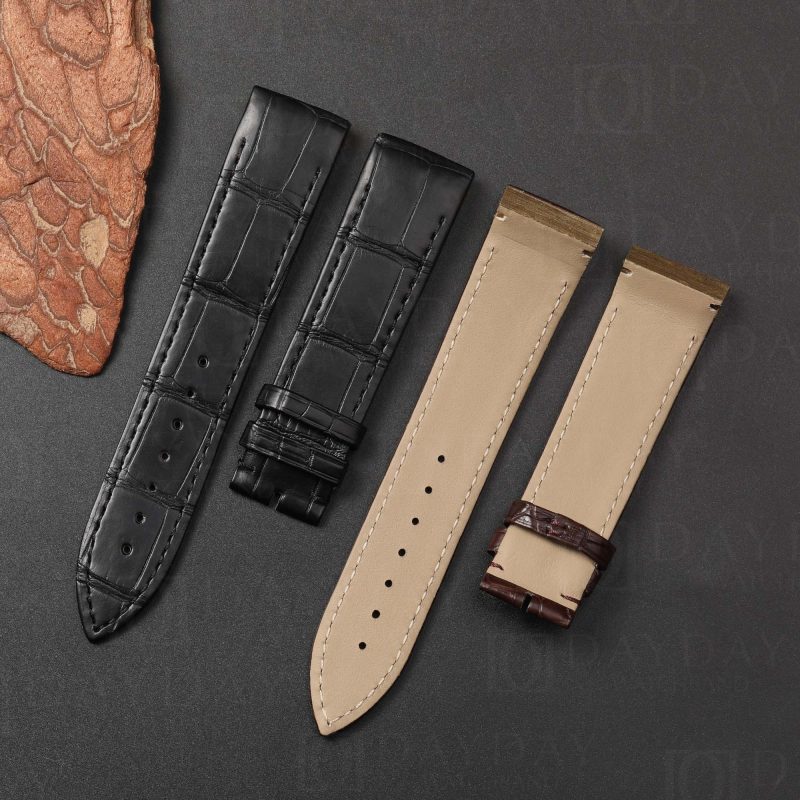 Buy Personalized bespoke black alligator leather watch band replacement for jaeger lecoultre reverso casa fagliano men's watch (5)